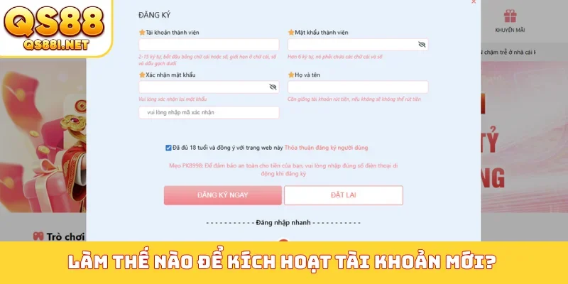 Làm thế nào để kích hoạt tài khoản mới?